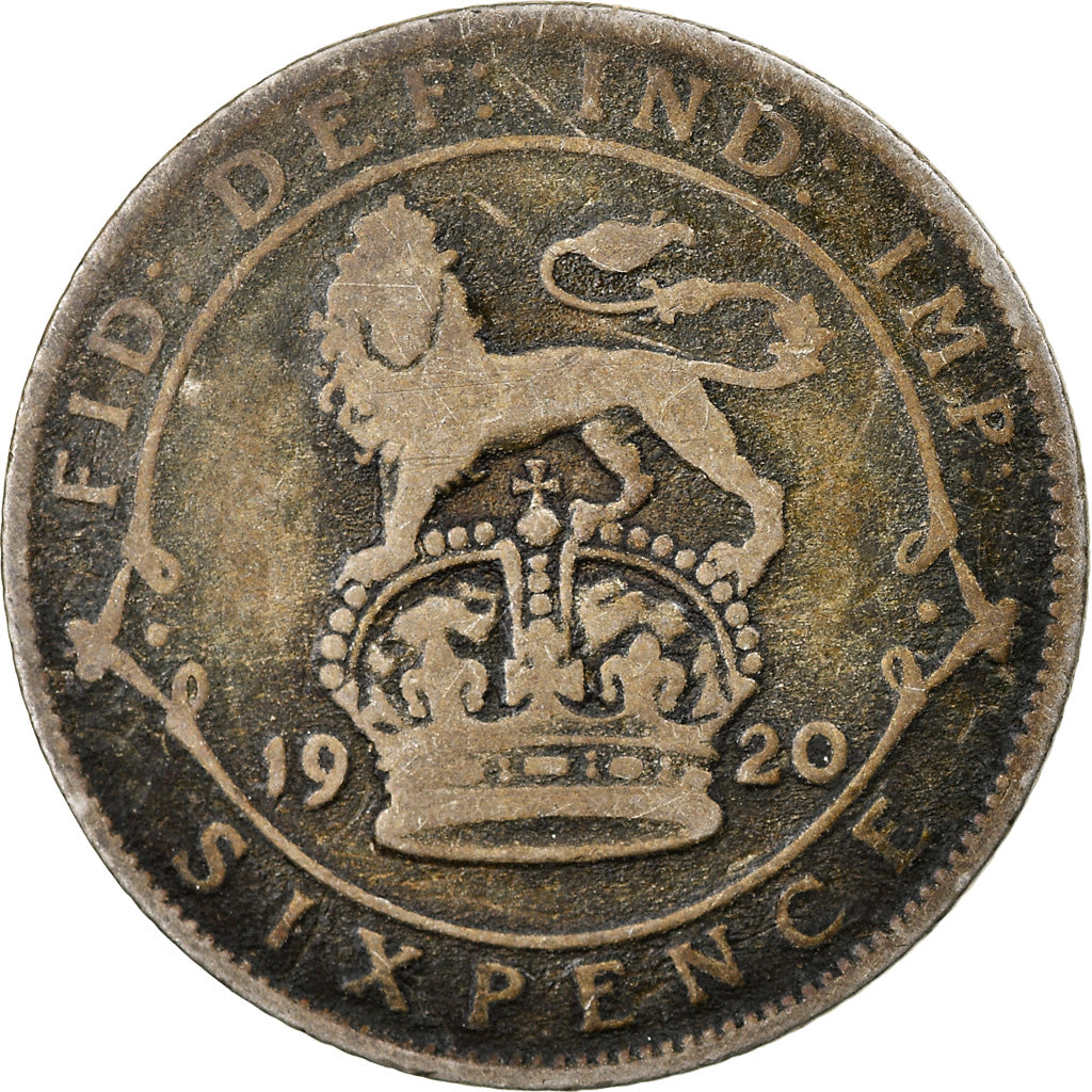 Coin, Great Britain, George V, 6 Pence, 1920, VF(20-25), Silver, KM:815a.1