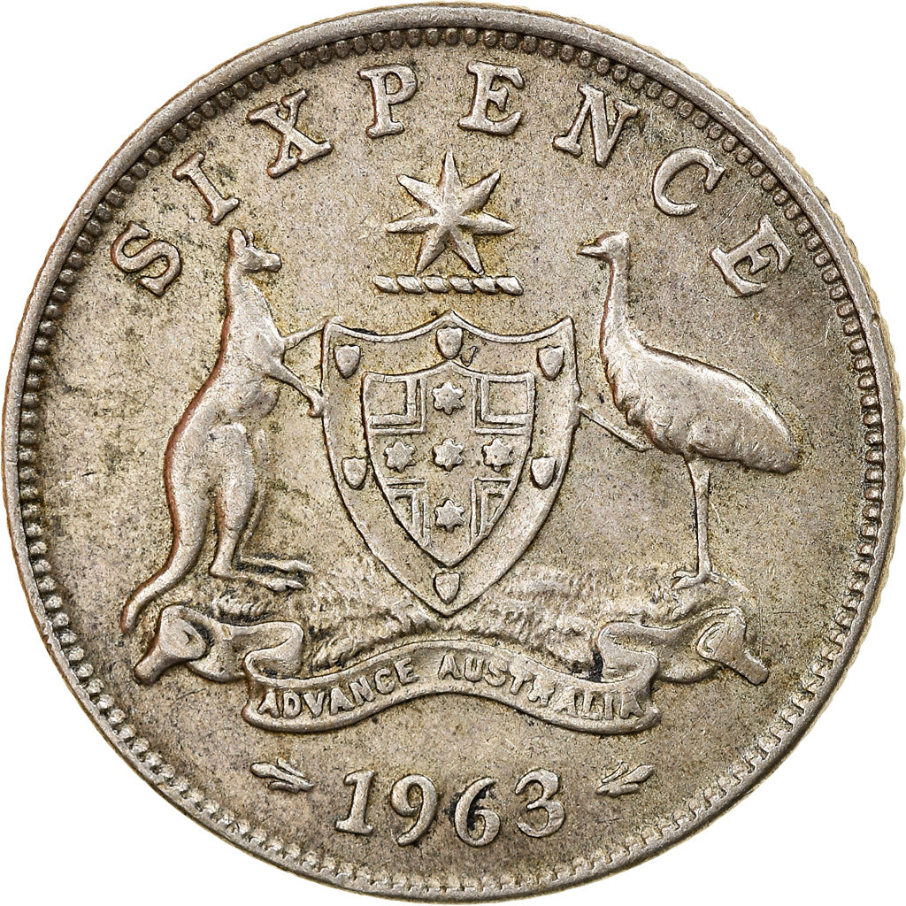Coin, Australia, Elizabeth II, Sixpence, 1963, Melbourne, EF(40-45), Silver