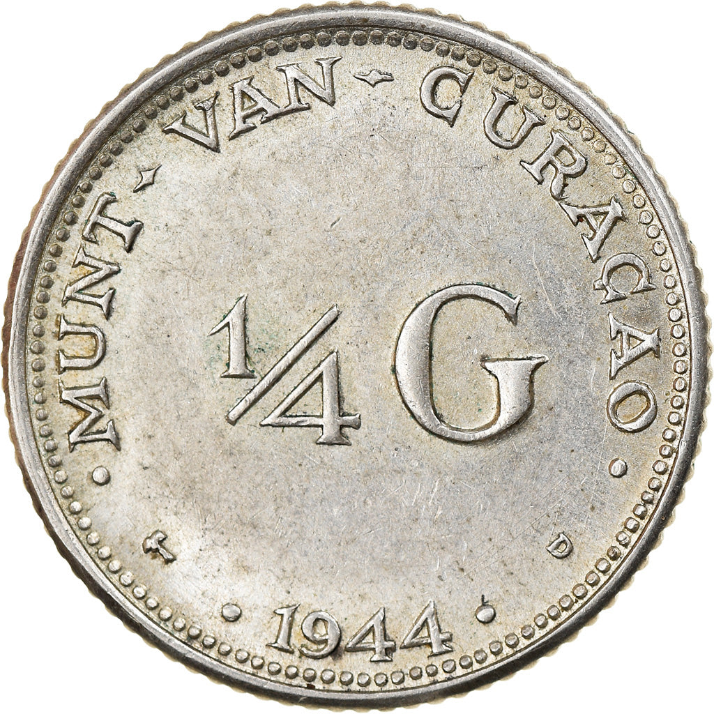 Monnaie, Curacao, 1/4 Gulden, 1944, Denver, USA, SUP, Argent, KM:44