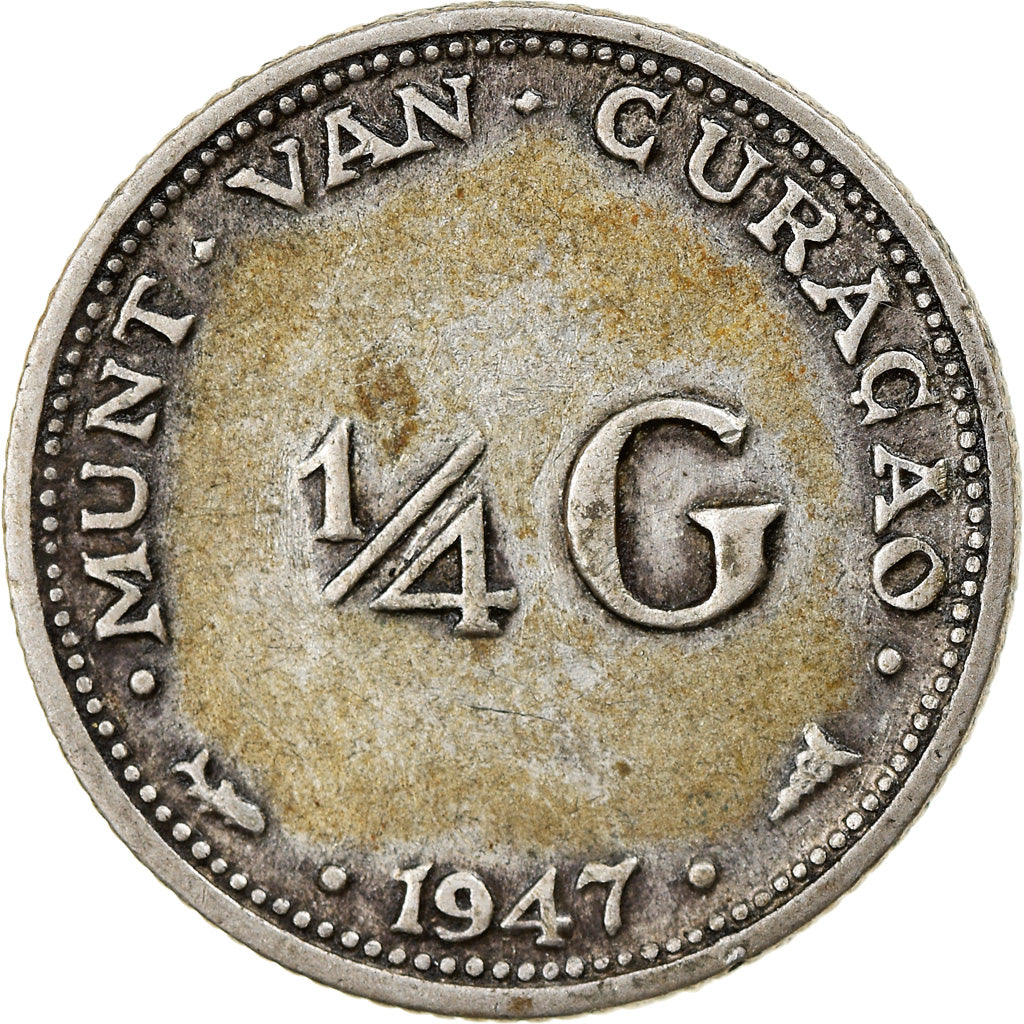 Coin, Curacao, 1/4 Gulden, 1947, Denver, EF(40-45), Silver, KM:44