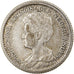 Coin, Netherlands, Wilhelmina I, 25 Cents, 1919, EF(40-45), Silver, KM:146