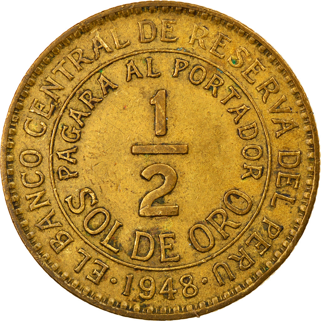 Munten, Peru, 1/2 Sol, 1948, ZF, Tin, KM:220.5