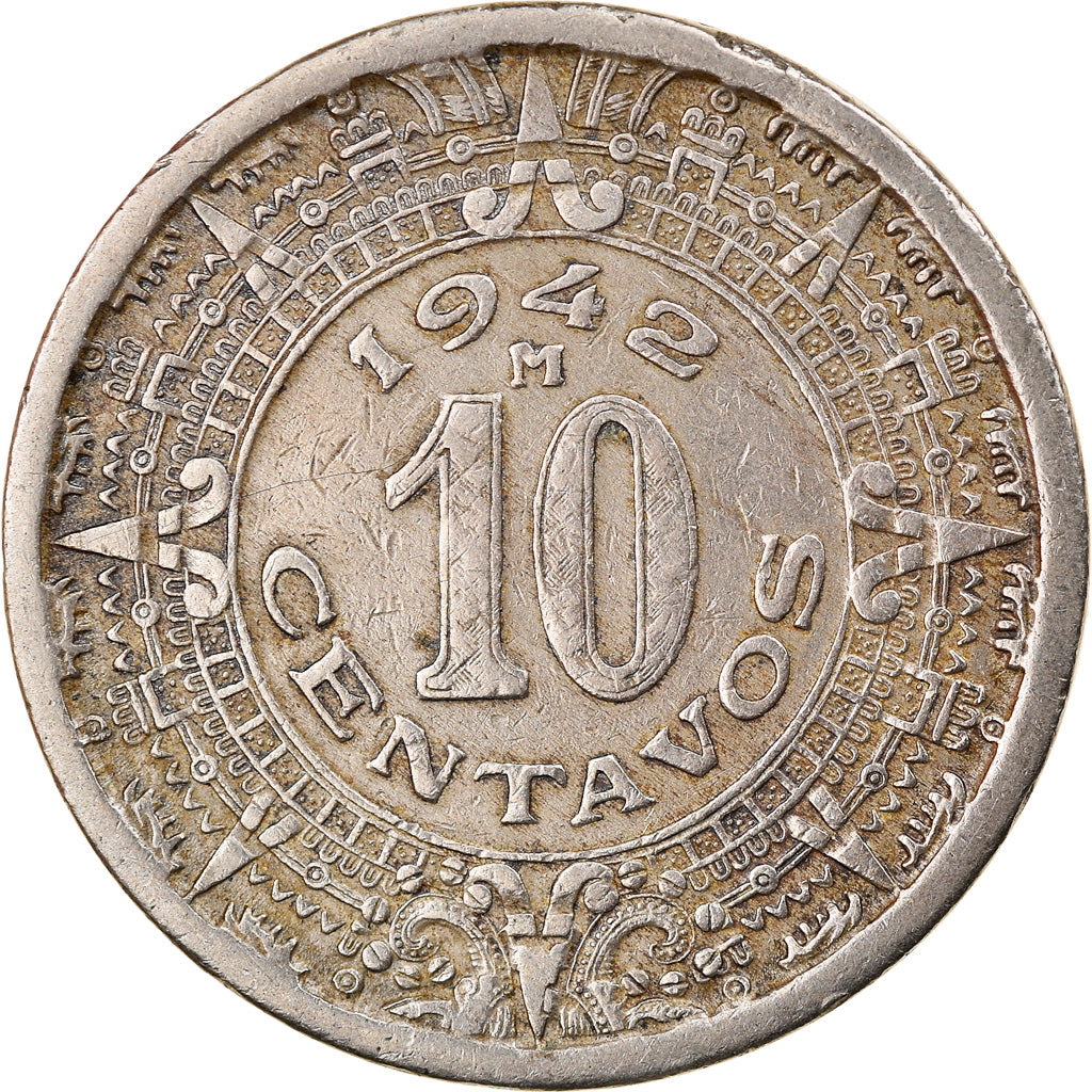 Moneda, México, 10 Centavos, 1942, Mexico City, MBC, Cobre - níquel, KM:432