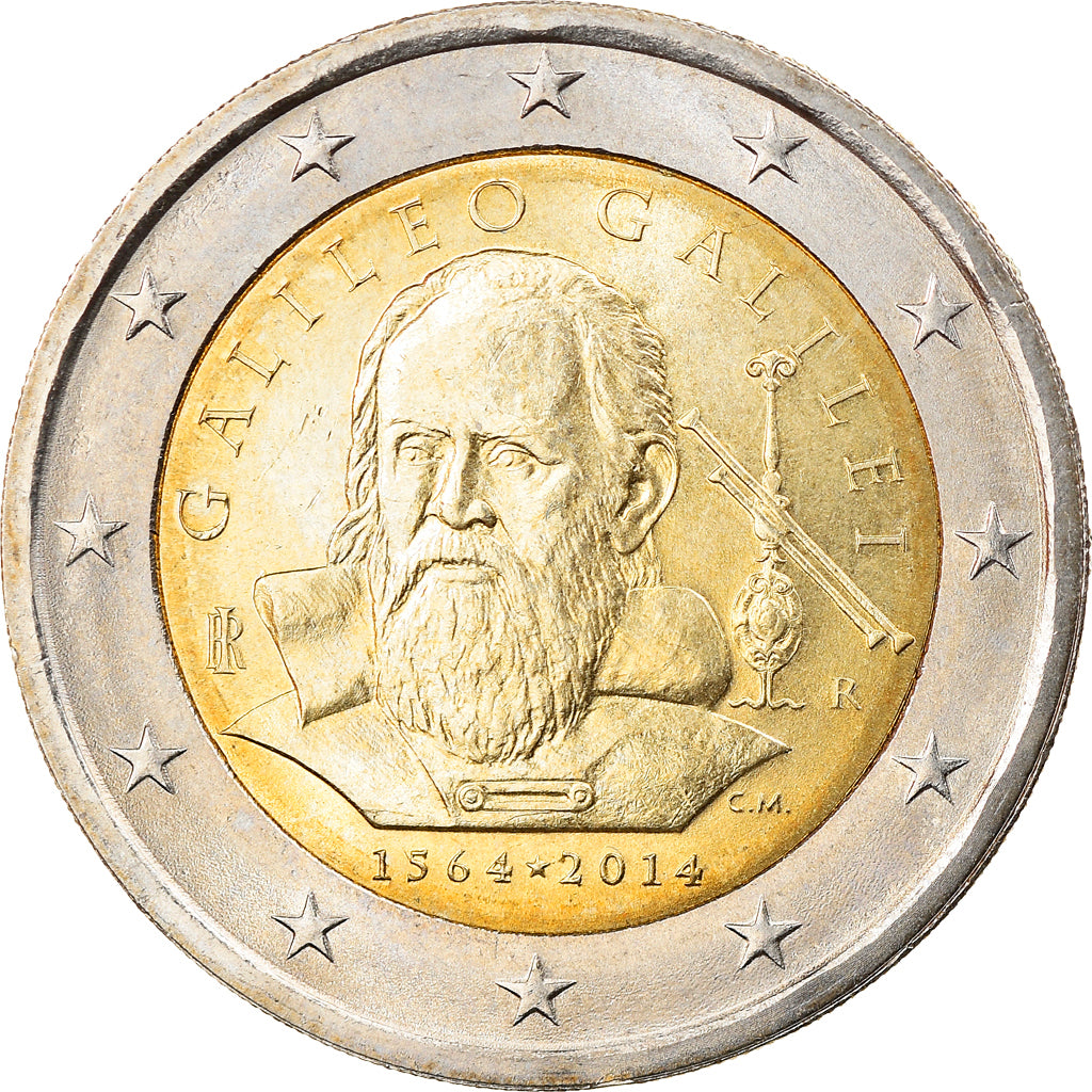 Italy, 2 Euro, Galileo Galilei, 2014, AU(55-58), Bi-Metallic, KM:New