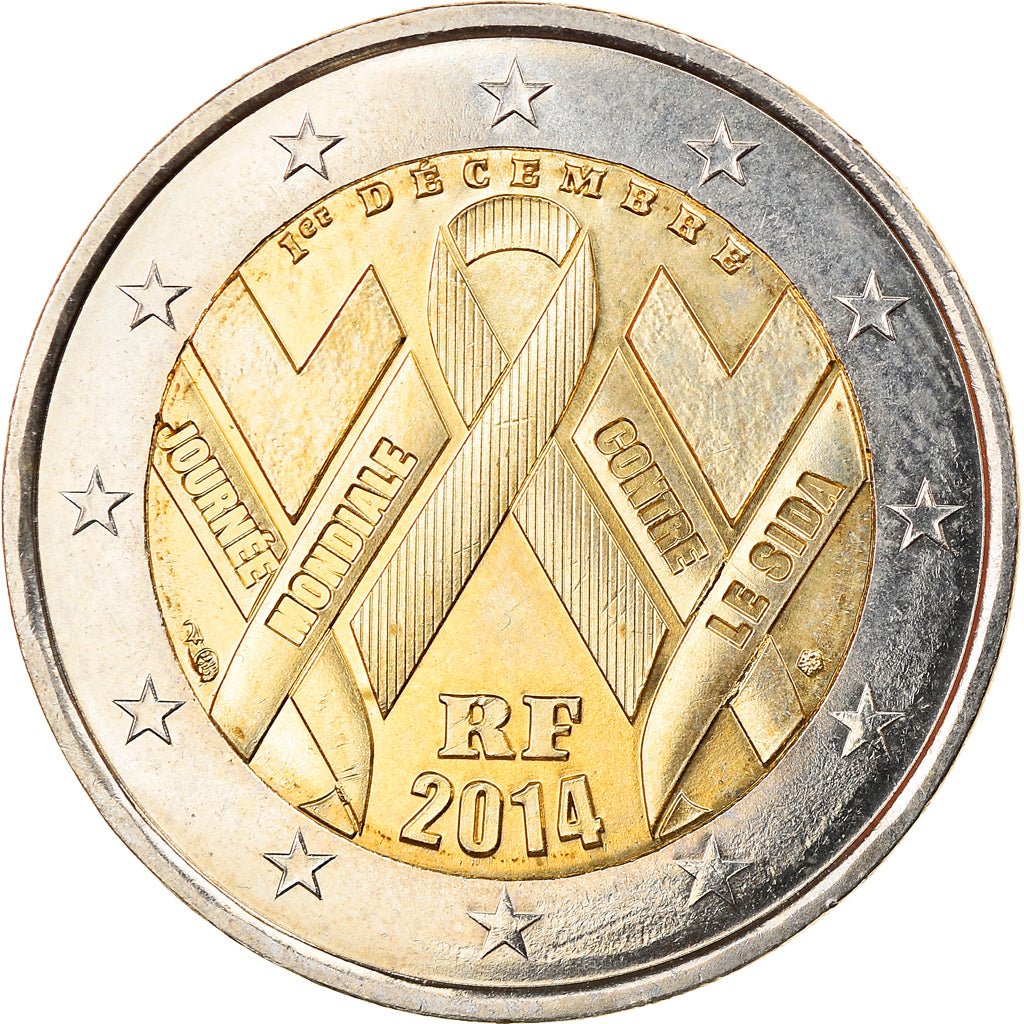 Francja, 2 Euro, Sida, 2014, AU(55-58), Bimetaliczny, Gadoury:19, KM:New