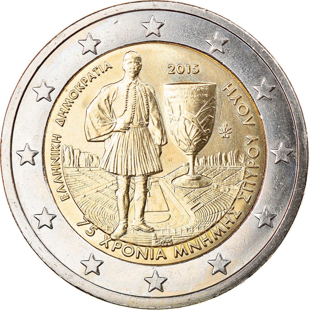 Grèce, 2 Euro, Spyridon Louis, 2015, Athènes, SPL, Bi-Metallic, KM:New