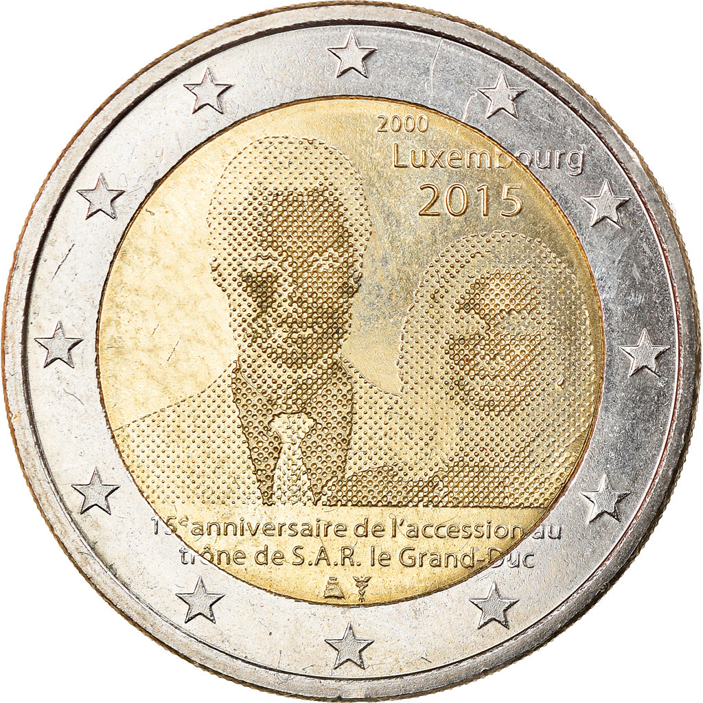 Luksemburg, 2 Euro, 15ème anniversaire de l’accession au trône, 2015