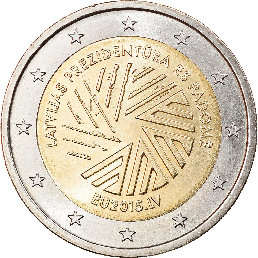 Lettonia, 2 Euro, Présidence de l'UE, 2015, SPL, Bi-metallico, KM:New