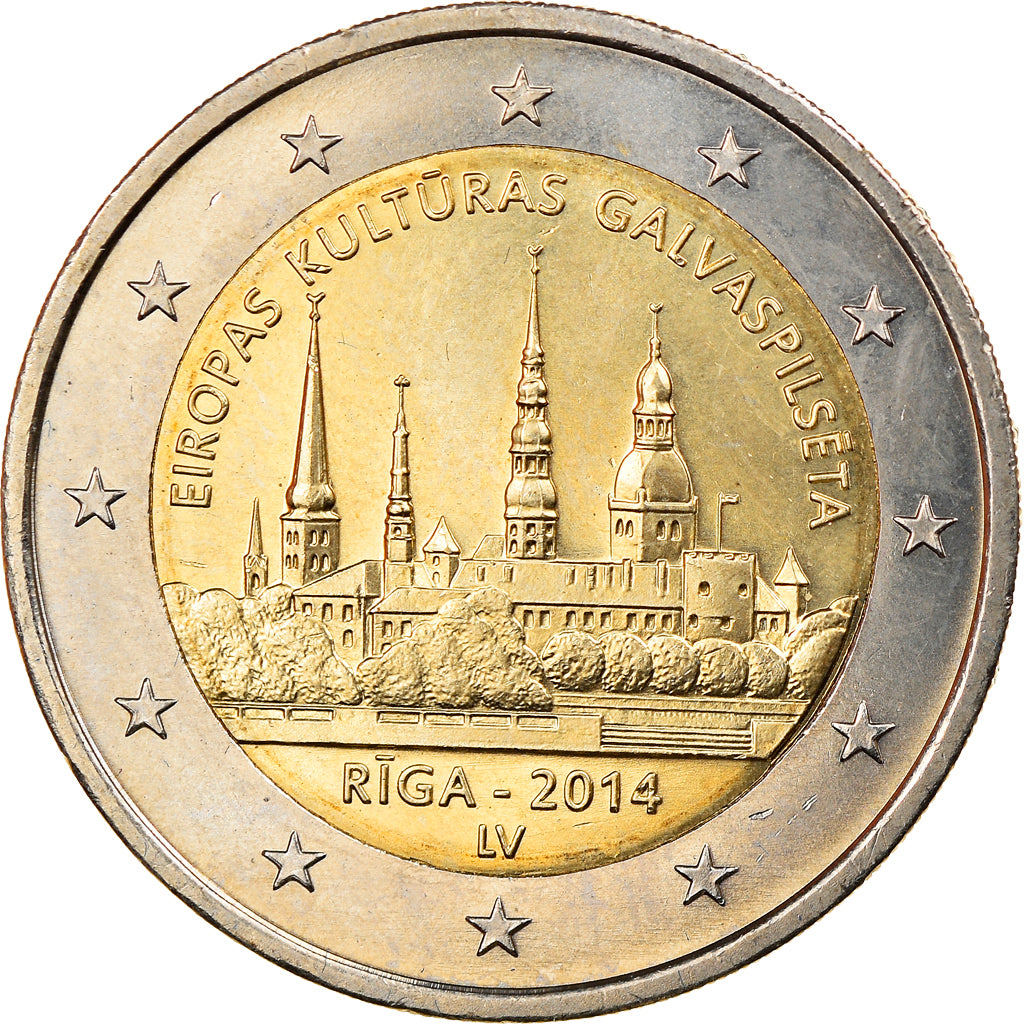 Latvia, 2 Euro, Riga, 2014, Stuttgart, MS(63), Bi-Metallic, KM:157