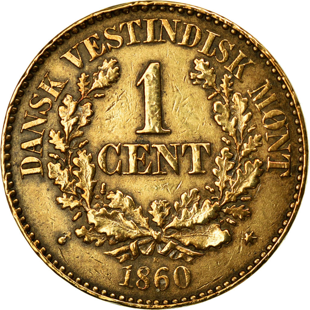 Coin, Danish West Indies, Frederik VII, Cent, 1860, Altona, AU(50-53), Bronze