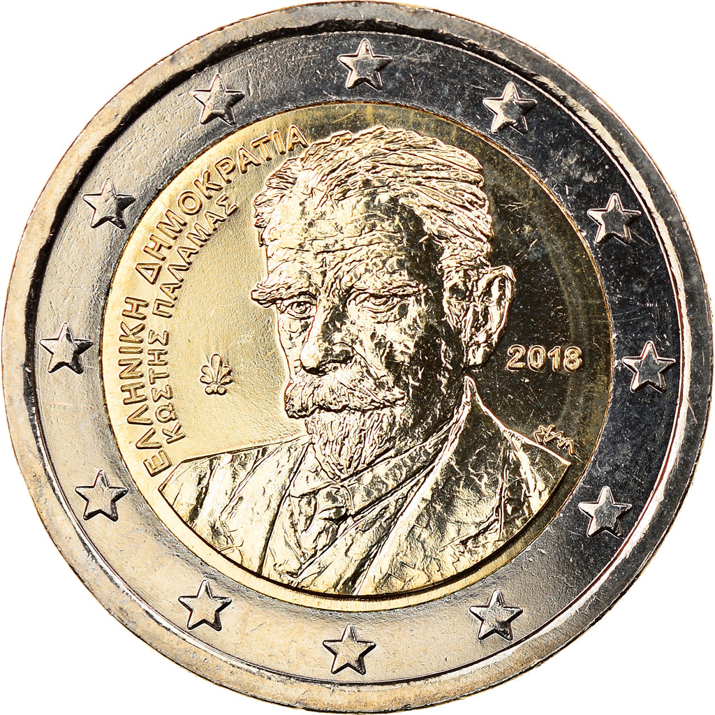 Grecia, 2 Euro, Kostís Palamás, 2018, SPL, Bi-metallico, KM:New