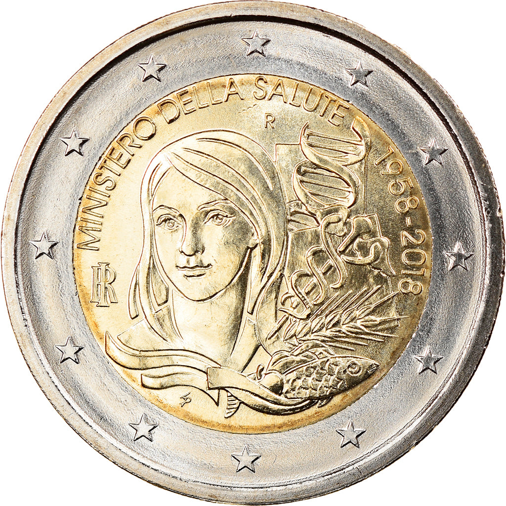 Italia, 2 Euro, Ministry of Health, 2018, SC, Bimetálico, KM:New