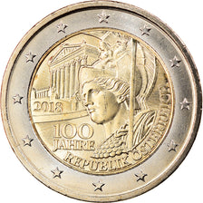 Austria, 2 Euro, 100 years republic of Austria, 2018, MS(65-70), Bi-Metallic