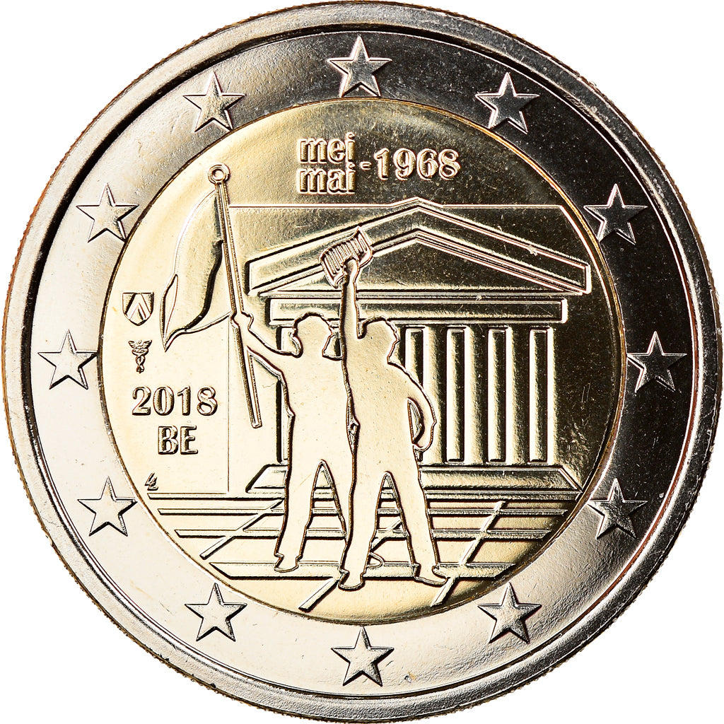 Belgium, 2 Euro, 50 ans de mai 1968, 2018, Brussels, MS(65-70), Bi-Metallic