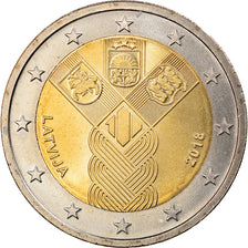 Latvia, 2 Euro, 100 ans des pays baltes, 2018, MS(63), Bi-Metallic, KM:New
