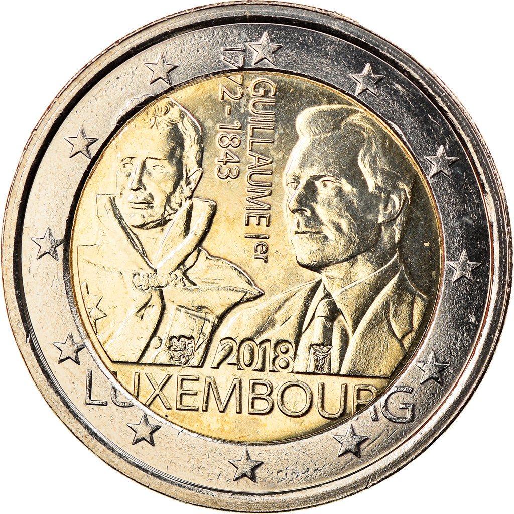 Luxemburg, 2 Euro, 175e anniversaire de la mort du grand-duc Guillaume Ier