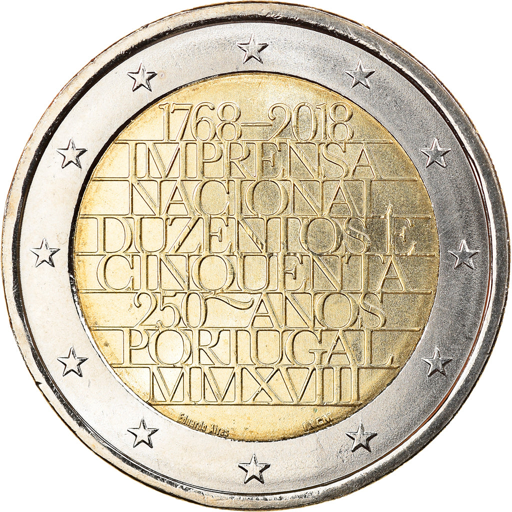 Portugal, 2 Euro, 250 ans de la monnaie, 2018, Lisbonne, SPL, Bi-Metallic