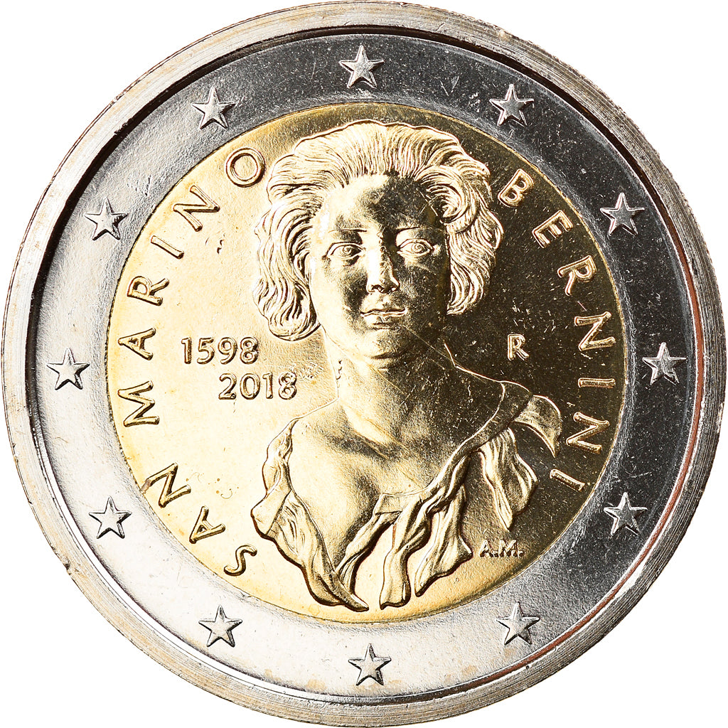 San Marino, 2 Euro, 2018, Gian Lorenzo Bernini, MS(63), Bi-Metallic, KM:New