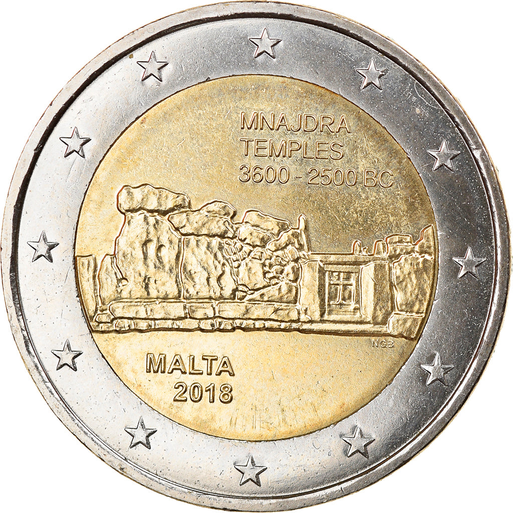 Malta, 2 Euro, Temples, 2018, MS(63), Bi-Metallic, KM:New