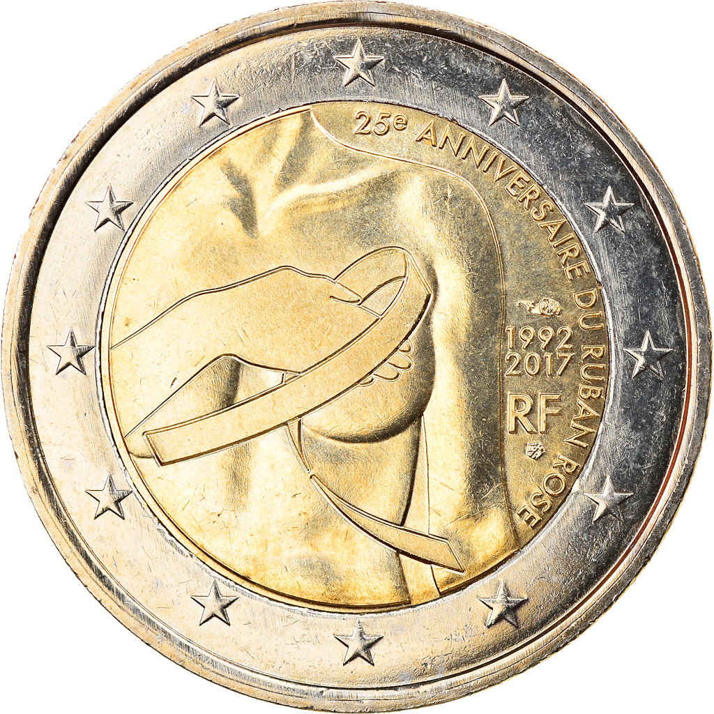 France, 2 Euro, 25e Anniversaire du ruban rose, 2017, Paris, SPL, Bi-Metallic