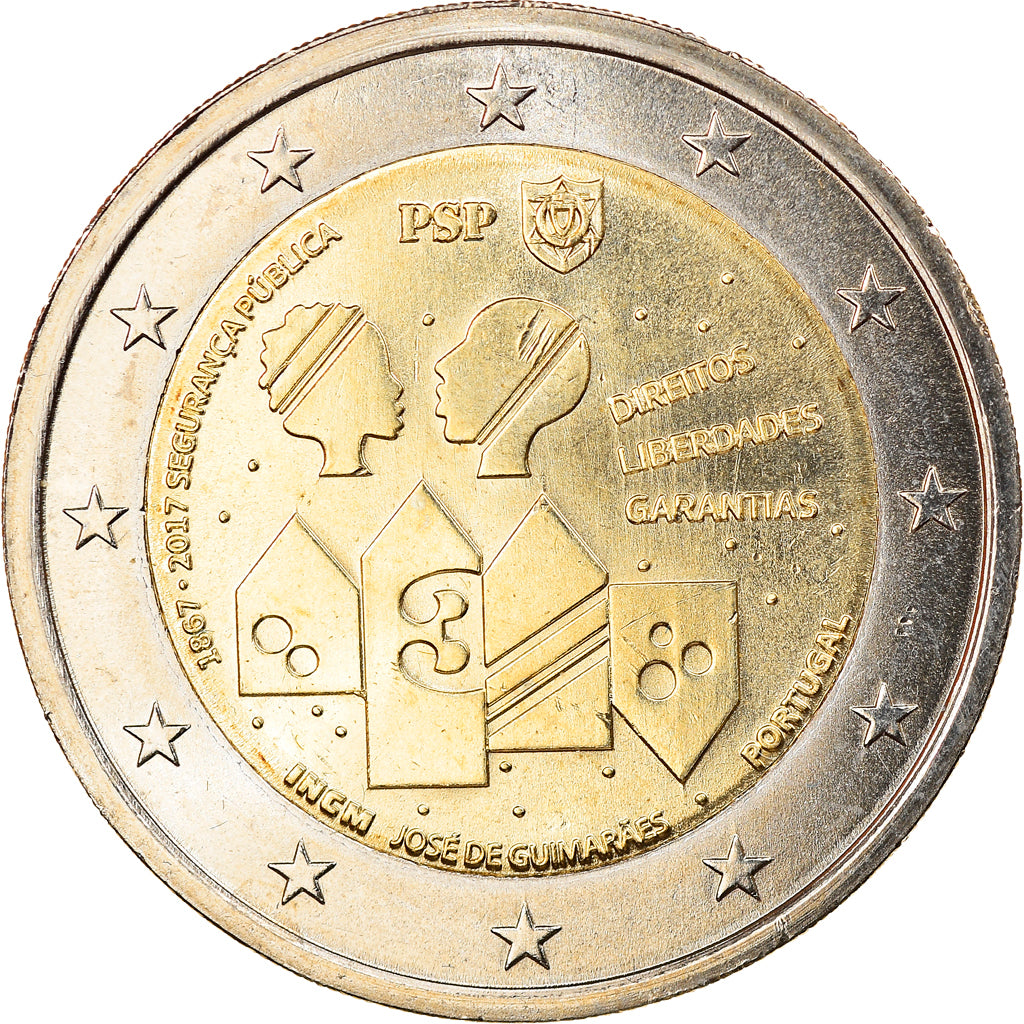 Portugal, 2 Euro, Police de la sécurité publique, 2017, Lisbonne, SPL