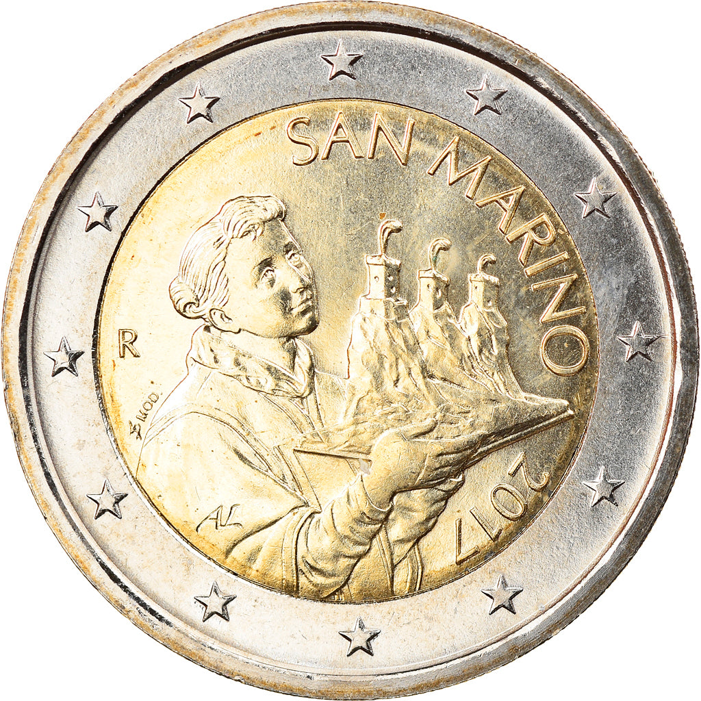 San Marino, 2 Euro, 2nd map, 2017, MS(63), Bi-Metallic, KM:New