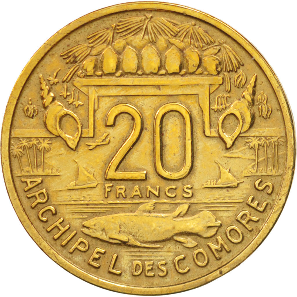 Comoros, 20 Francs, 1964, Paris, AU(50-53), Aluminum-Bronze, KM:8
