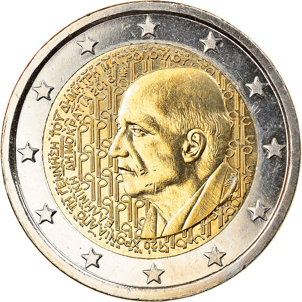 Grecia, 2 Euro, Dimitri Mitropoulos, 2016, Athens, SPL, Bi-metallico, KM:New