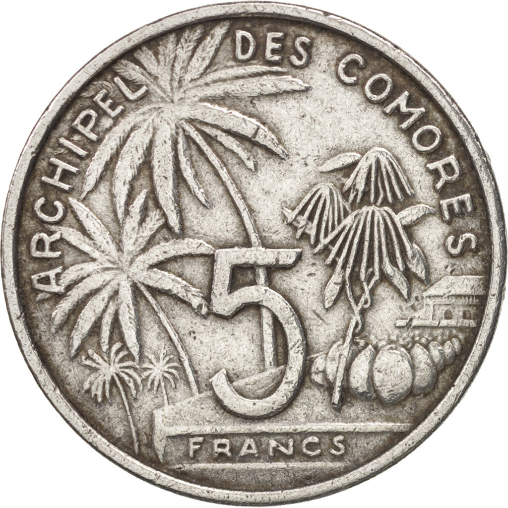 Comoros, 5 Francs, 1964, Paris, AU(50-53), Aluminum, KM:6