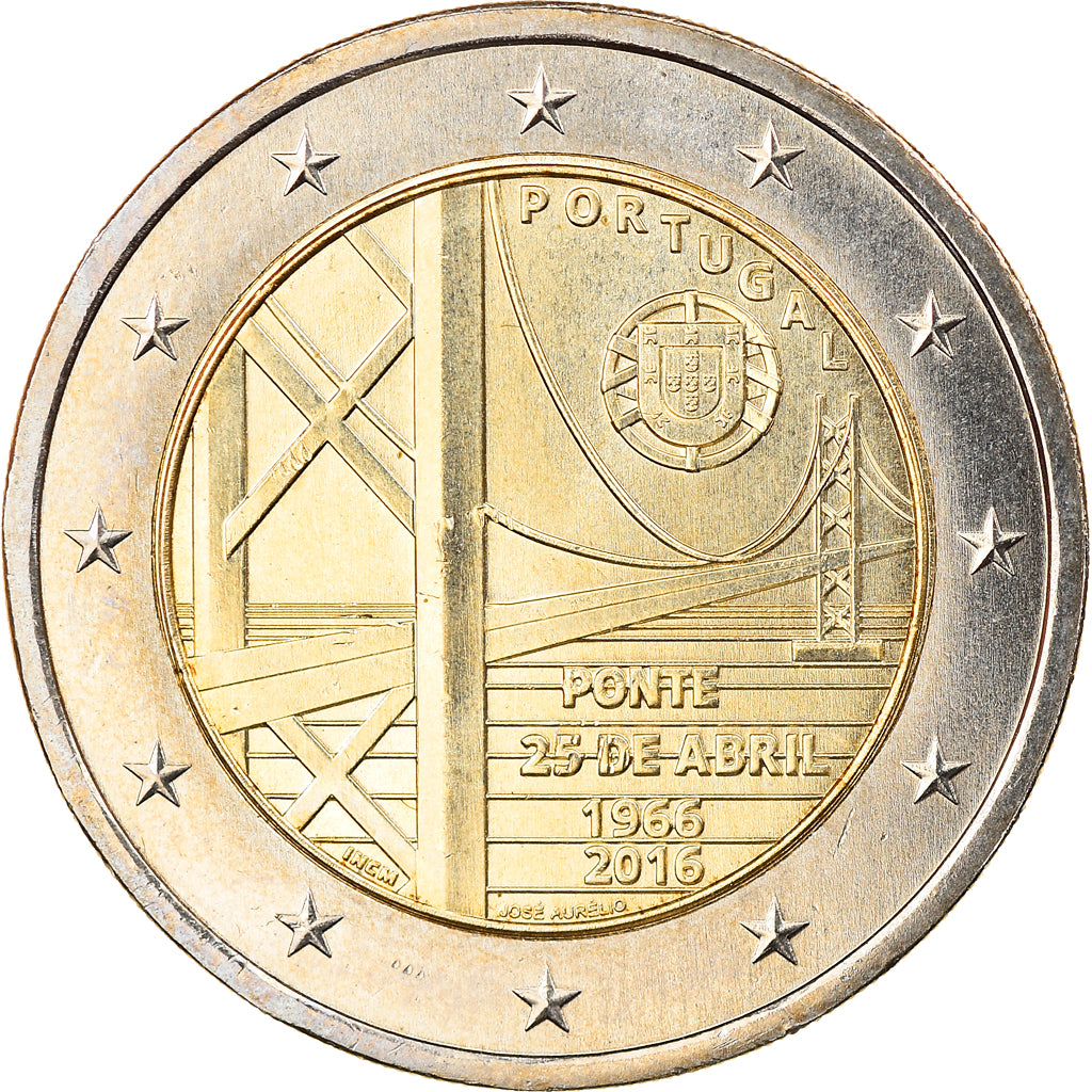 Portugal, 2 Euro, Ponte 25 de Abril, 2016, UNZ, Bi-Metallic, KM:New