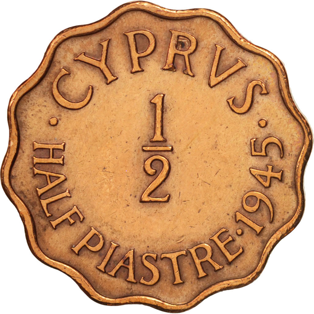 Cyprus, 1/2 Piastre, 1945, AU(50-53), Bronze, KM:22a