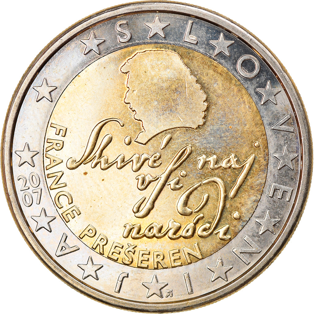 Slovenia, 2 Euro, 2007, Vantaa, MS(63), Bi-Metallic, KM:75