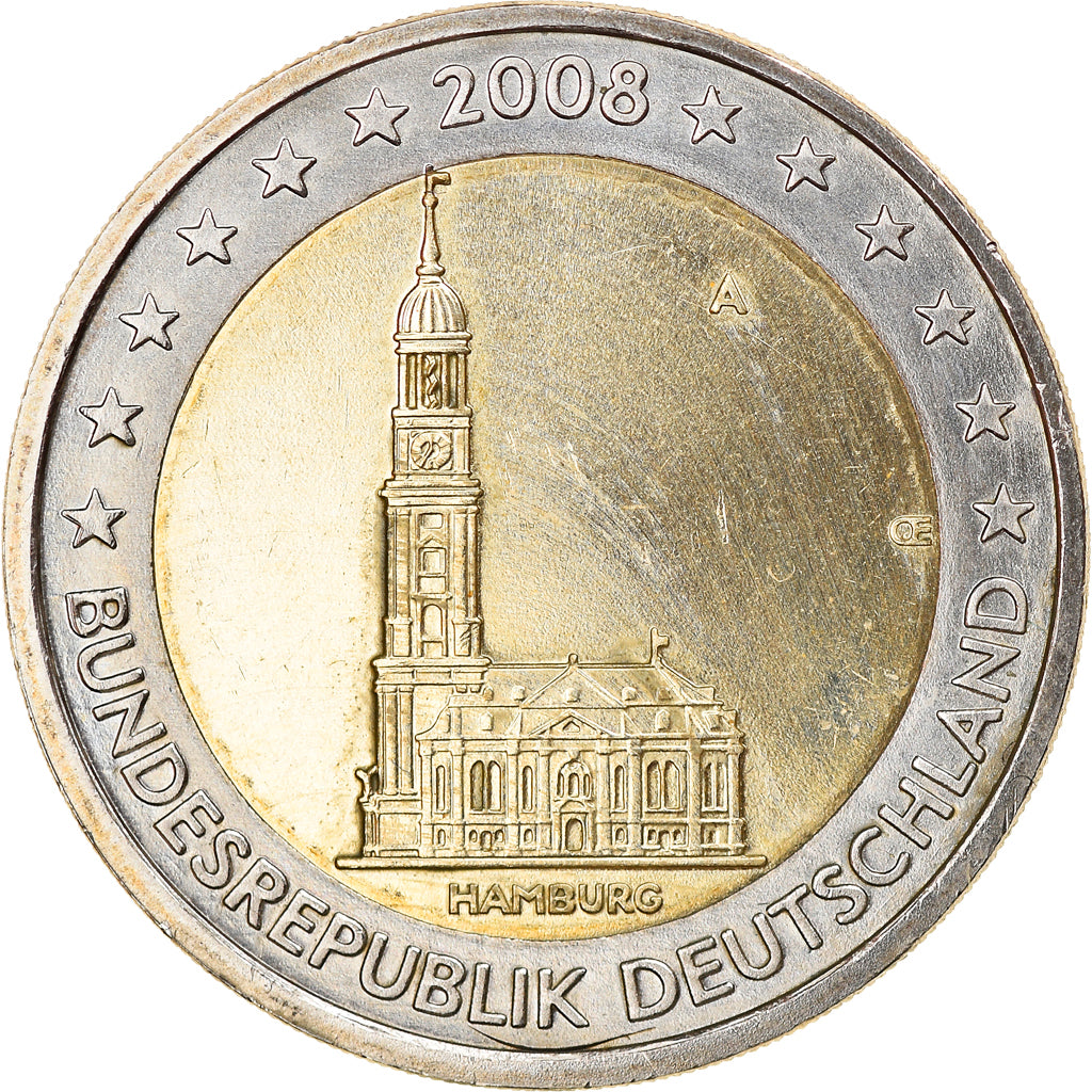 GERMANY - FEDERAL REPUBLIC, 2 Euro, 2008, Berlin, MS(63), Bi-Metallic, KM:261