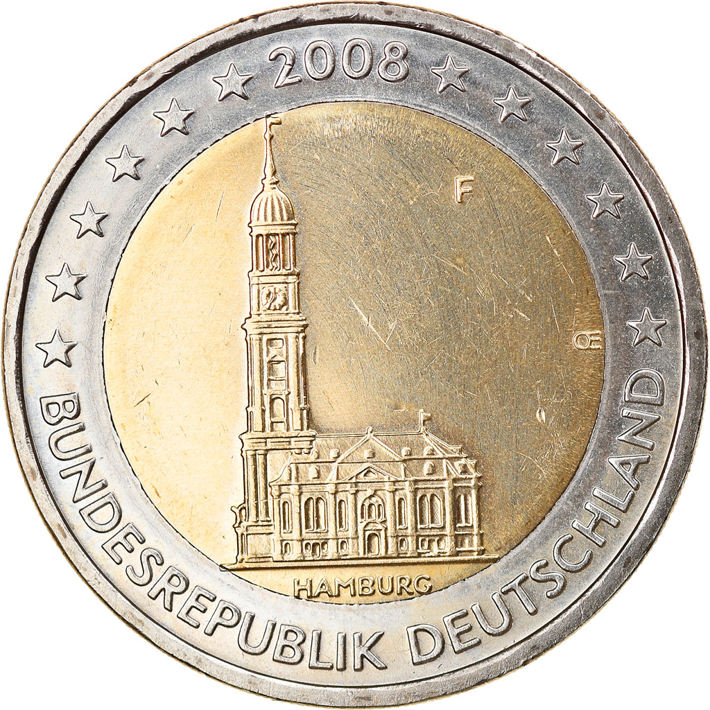 Bundesrepublik Deutschland, 2 Euro, 2008, Stuttgart, SS+, Bi-Metallic, KM:261