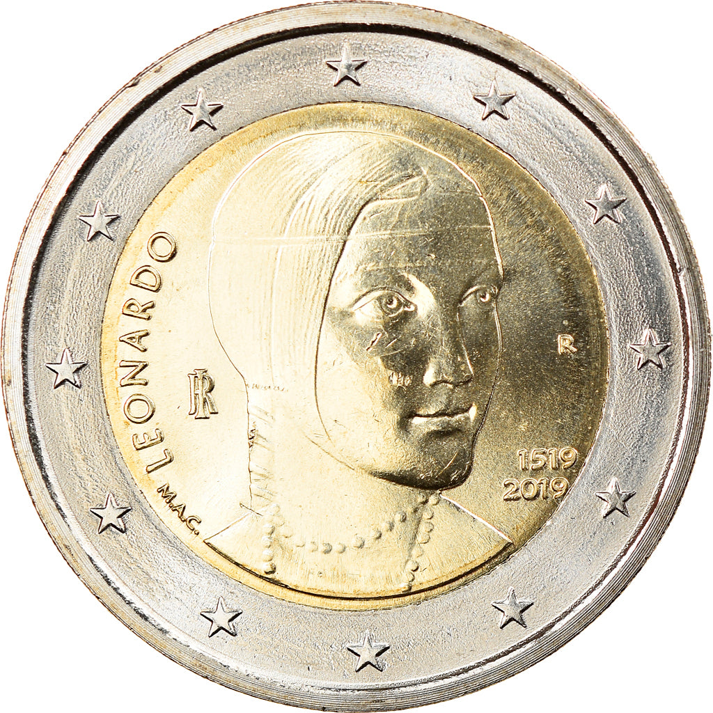 Italy, 2 Euro, Leonardo Da Vinci, 2019, MS(63), Bi-Metallic, KM:New