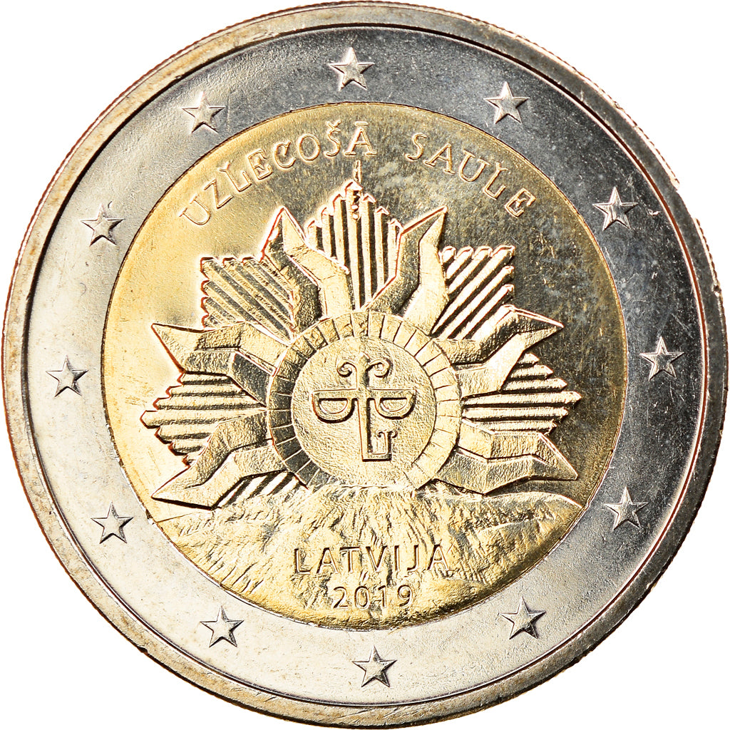 Latvia, 2 Euro, The rising sun, 2019, MS(63), Bi-Metallic, KM:New