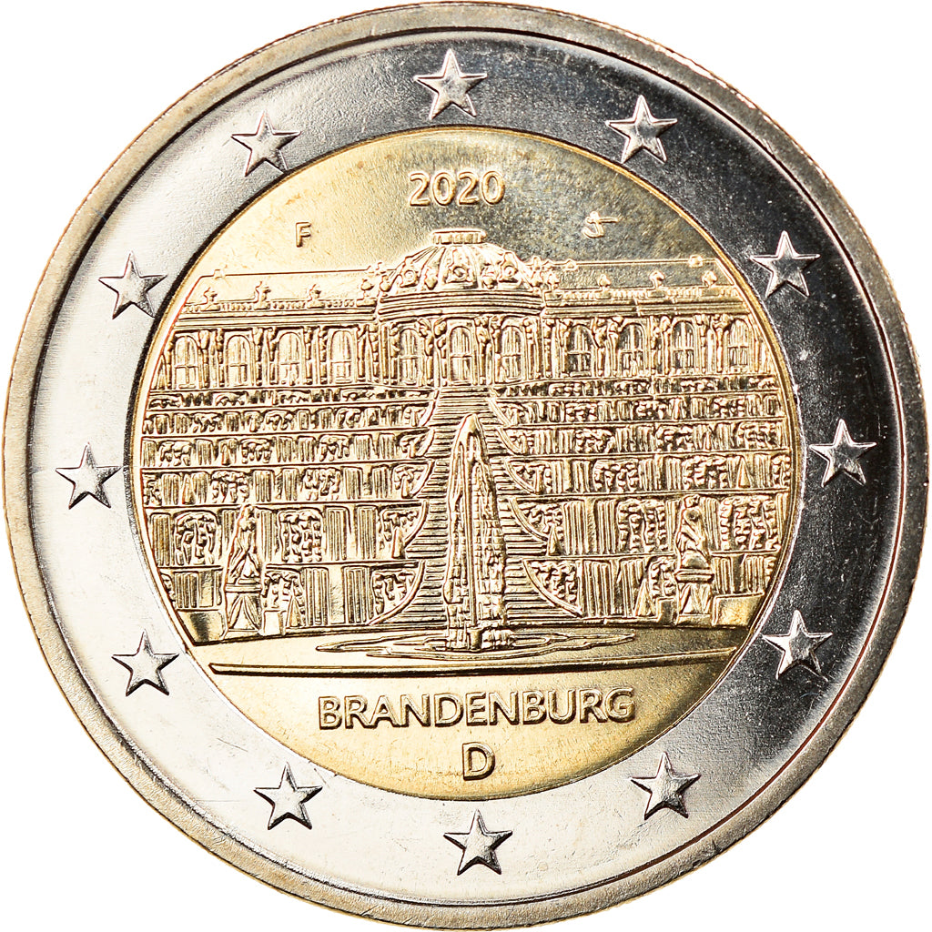 GERMANY - FEDERAL REPUBLIC, 2 Euro, Brandenburg, 2020, Stuttgart, MS(63)