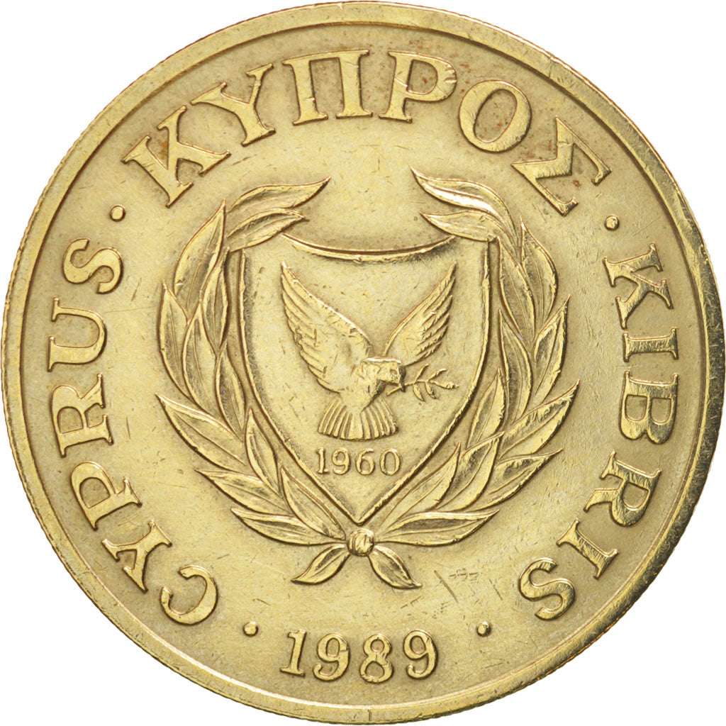 Coin, Cyprus, 20 Cents, 1989, AU(50-53), Nickel-brass, KM:62.1