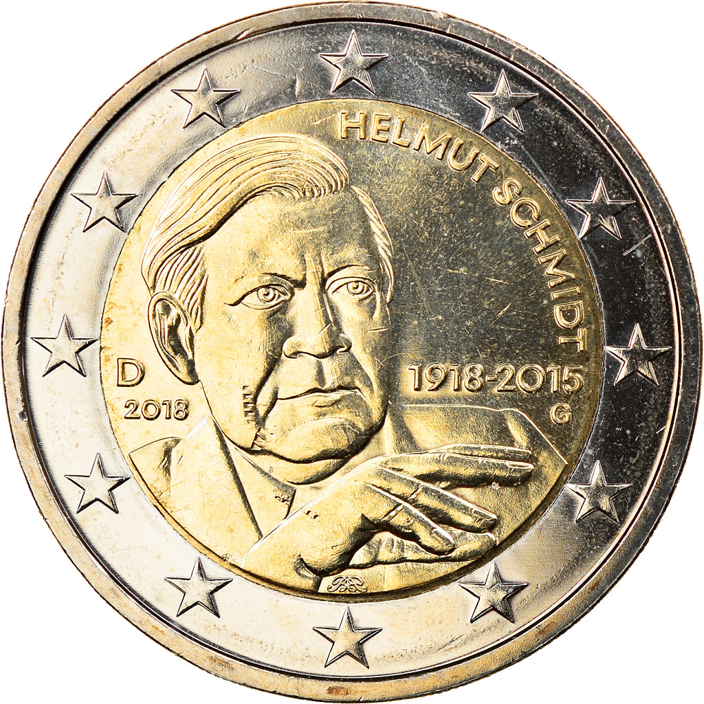 GERMANIA - REPUBBLICA FEDERALE, 2 Euro, Helmut Schmidt, 2018, Karlsruhe, SPL