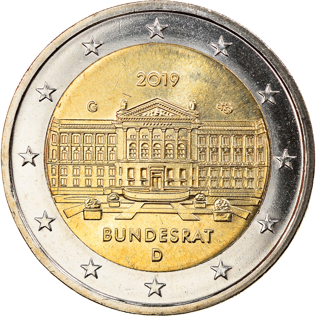 Germania, 2 Euro, Bundesrat, 2019, Karlsruhe, SPL, Bi-metallico, KM:New