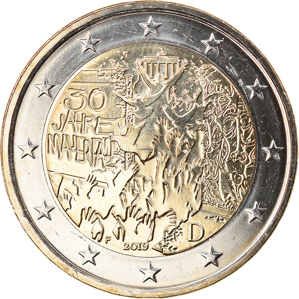 Deutschland, 2 Euro, Chute du Mur de Berlin, 2019, Stuttgart, UNZ, Bi-Metallic