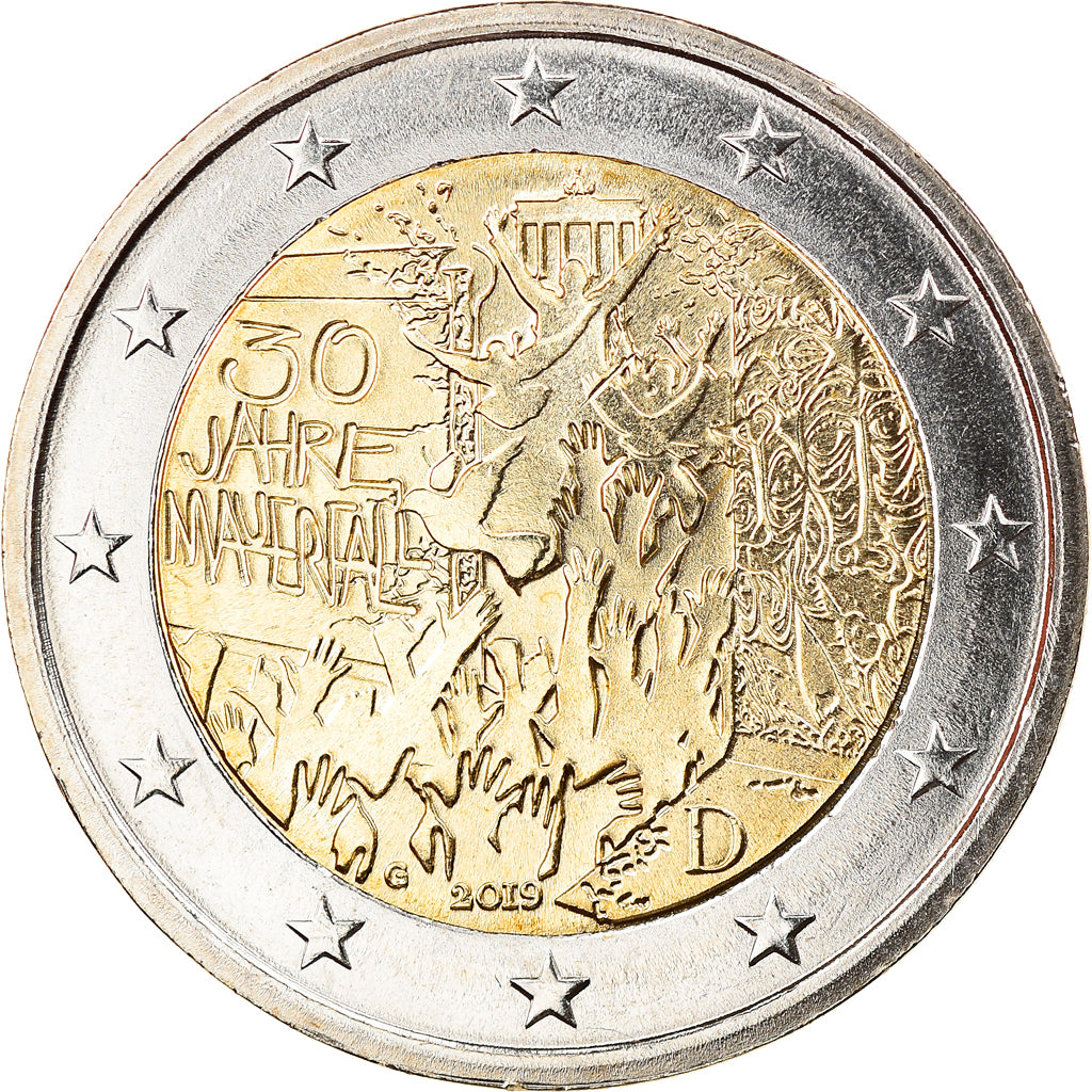 Germany, 2 Euro, Chute du Mur de Berlin, 2019, Karlsruhe, MS(63), Bi-Metallic