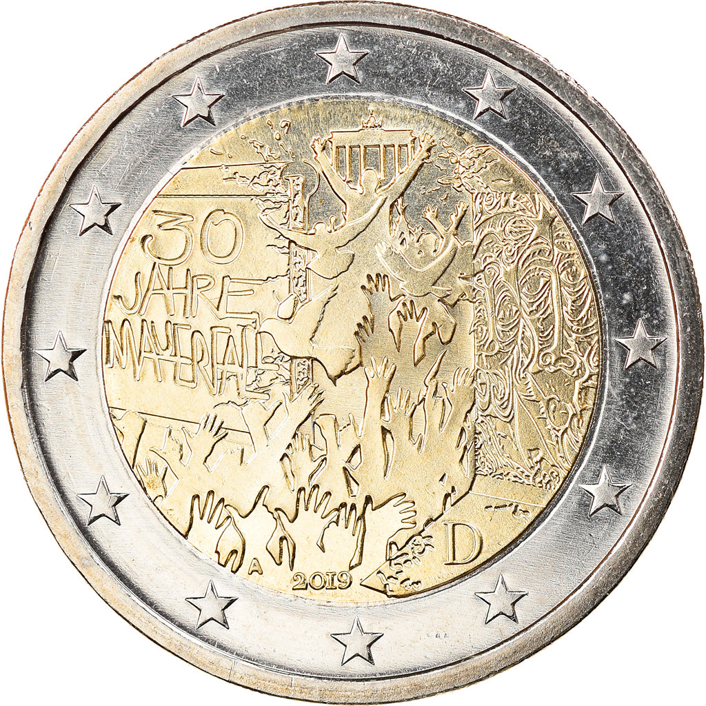 Germania, 2 Euro, Chute du Mur de Berlin, 2019, Berlin, SPL, Bi-metallico