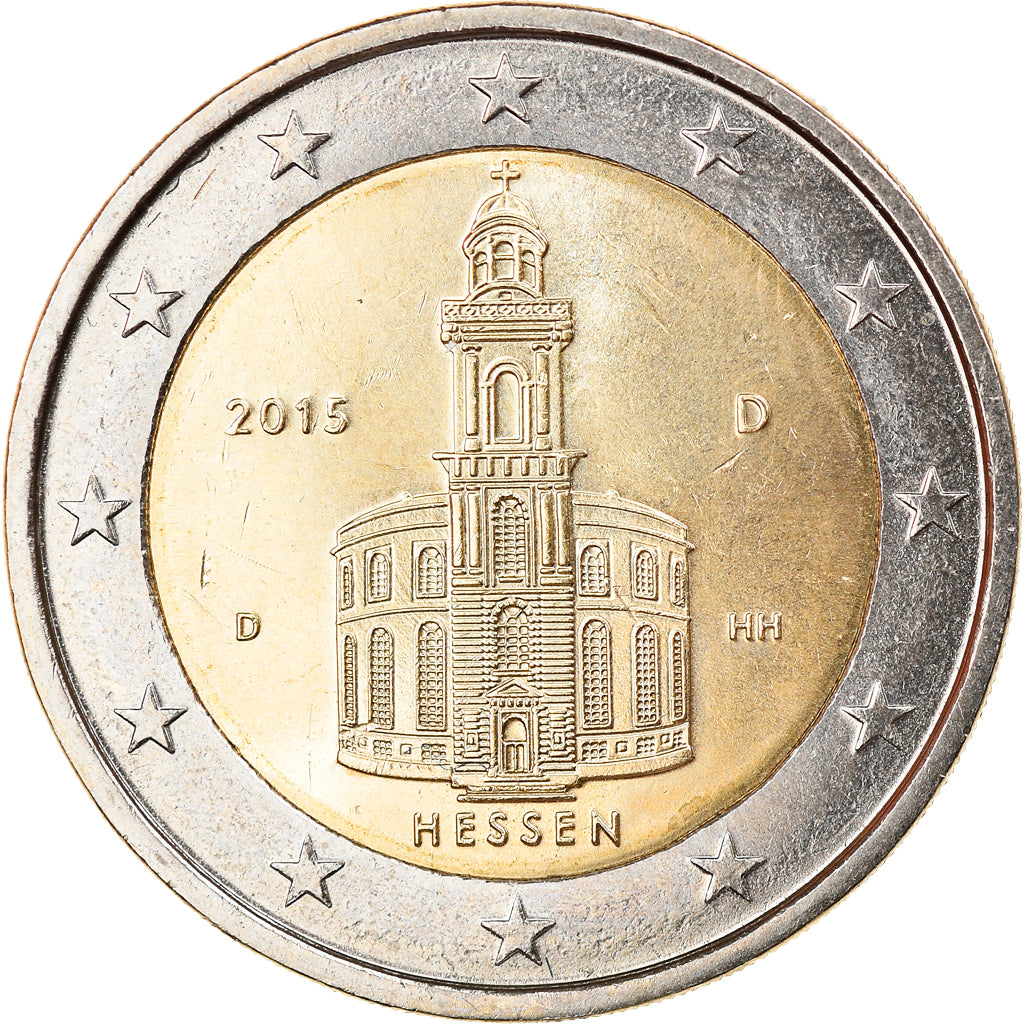 Germany, 2 Euro, Hessen, 2015, Munich, AU(50-53), Bi-Metallic, KM:New