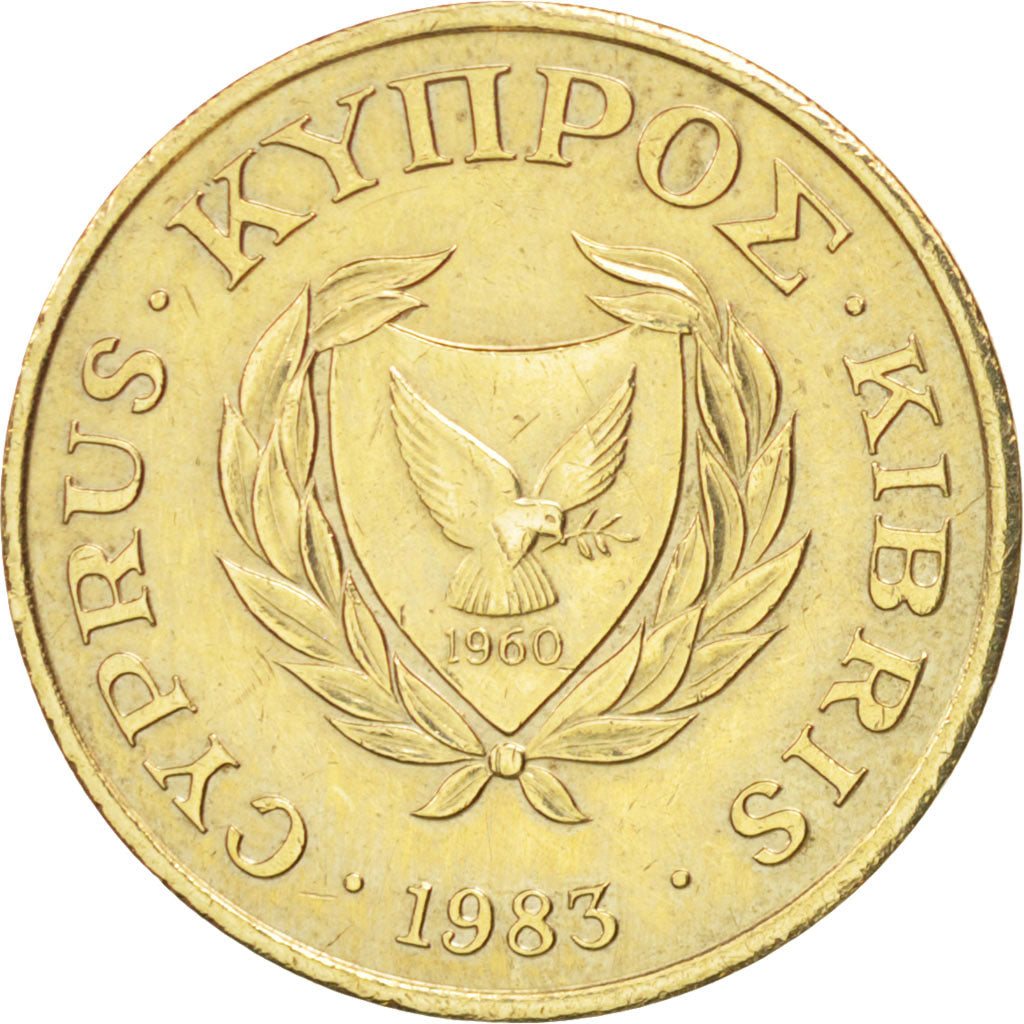 Coin, Cyprus, 2 Cents, 1983, AU(50-53), Nickel-brass, KM:54.1