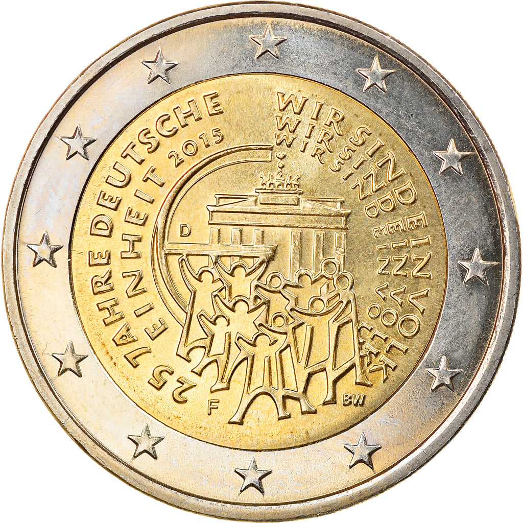 Deutschland, 2 Euro, 25 Ans de la Réunification Allemande, 2015, Stuttgart