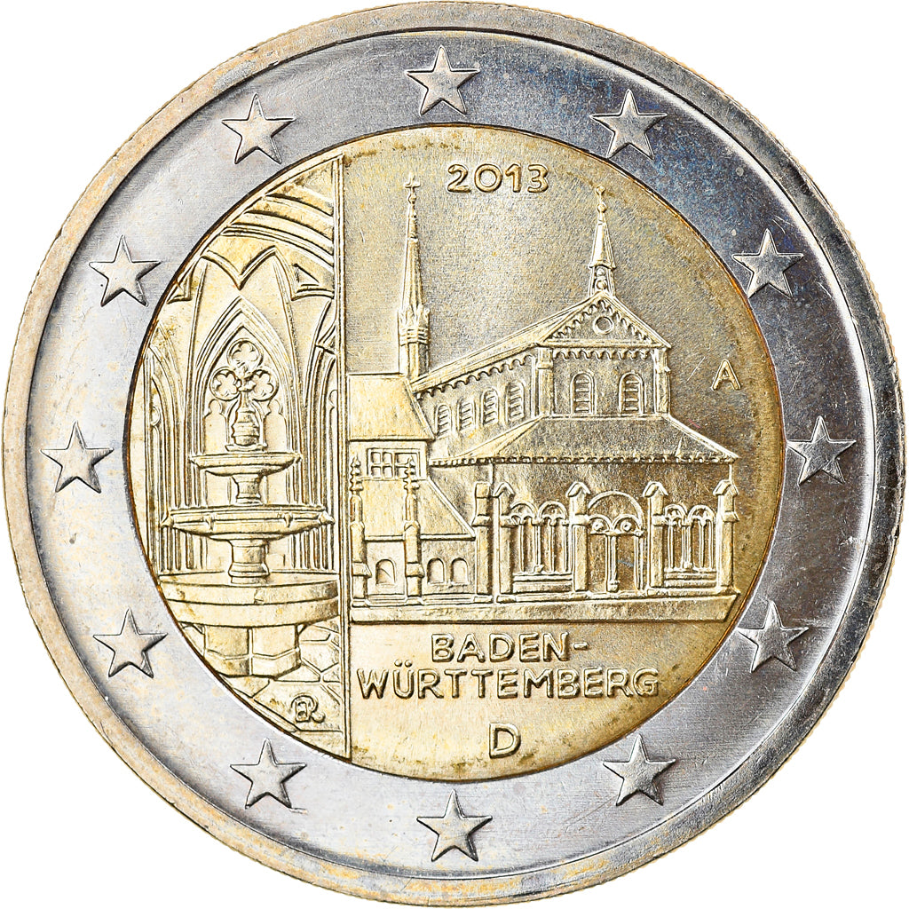 Niemcy, 2 Euro, 2013, Berlin, Baden-Wurttemberg, MS(63), Bimetaliczny, KM:New