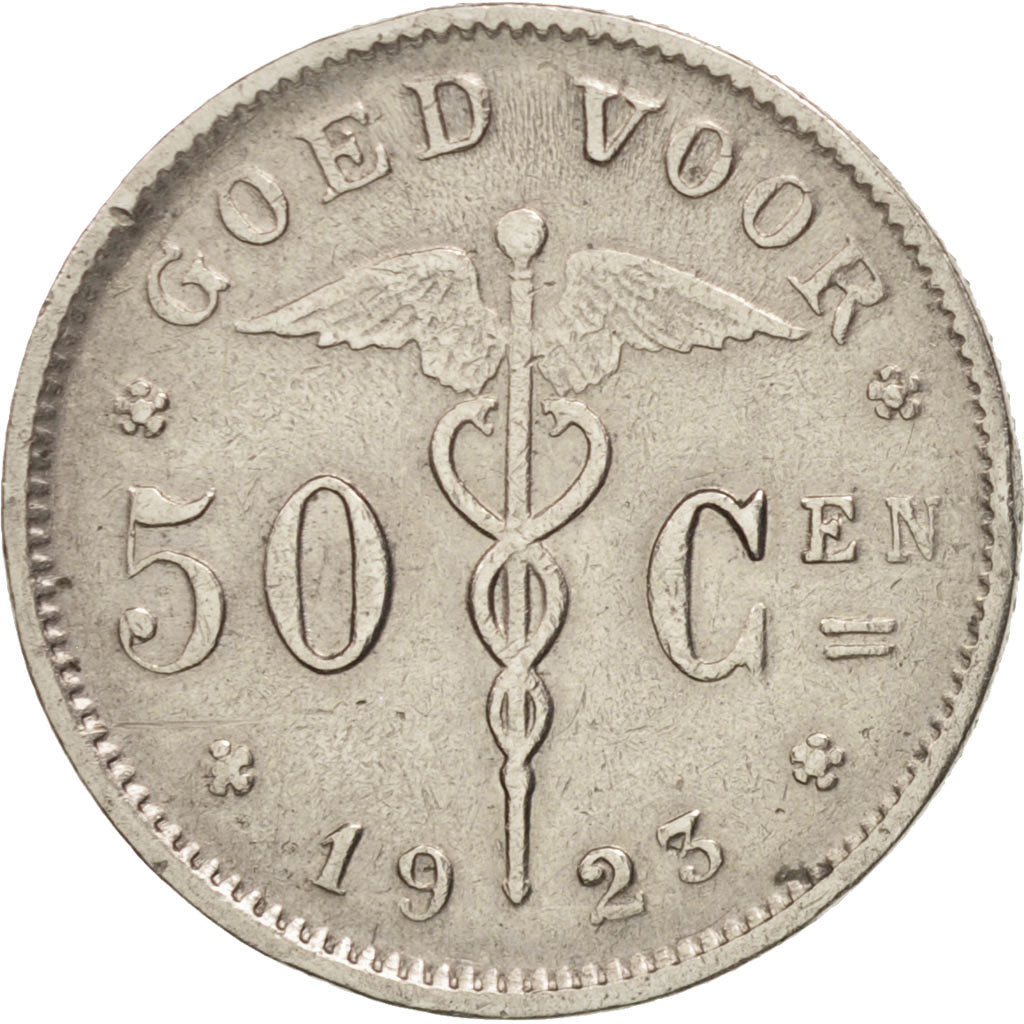 Coin, Belgium, 50 Centimes, 1923, AU(50-53), Nickel, KM:88