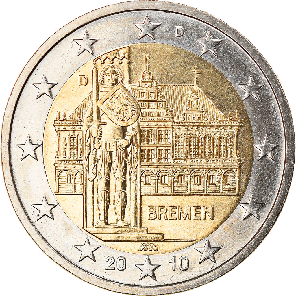 GERMANY - FEDERAL REPUBLIC, 2 Euro, 2010, Munich, bremen, MS(63), Bi-Metallic