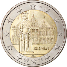 GERMANY - FEDERAL REPUBLIC, 2 Euro, 2010, Hambourg, bremen, MS(63), Bi-Metallic